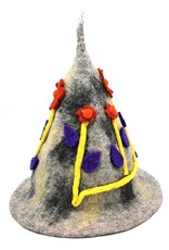 Trukado Miscellaneous - Felt pointed hat Flowers Fantasy Grey-yellow