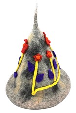 Trukado Miscellaneous - Felt pointed hat Flowers Fantasy Grey-yellow