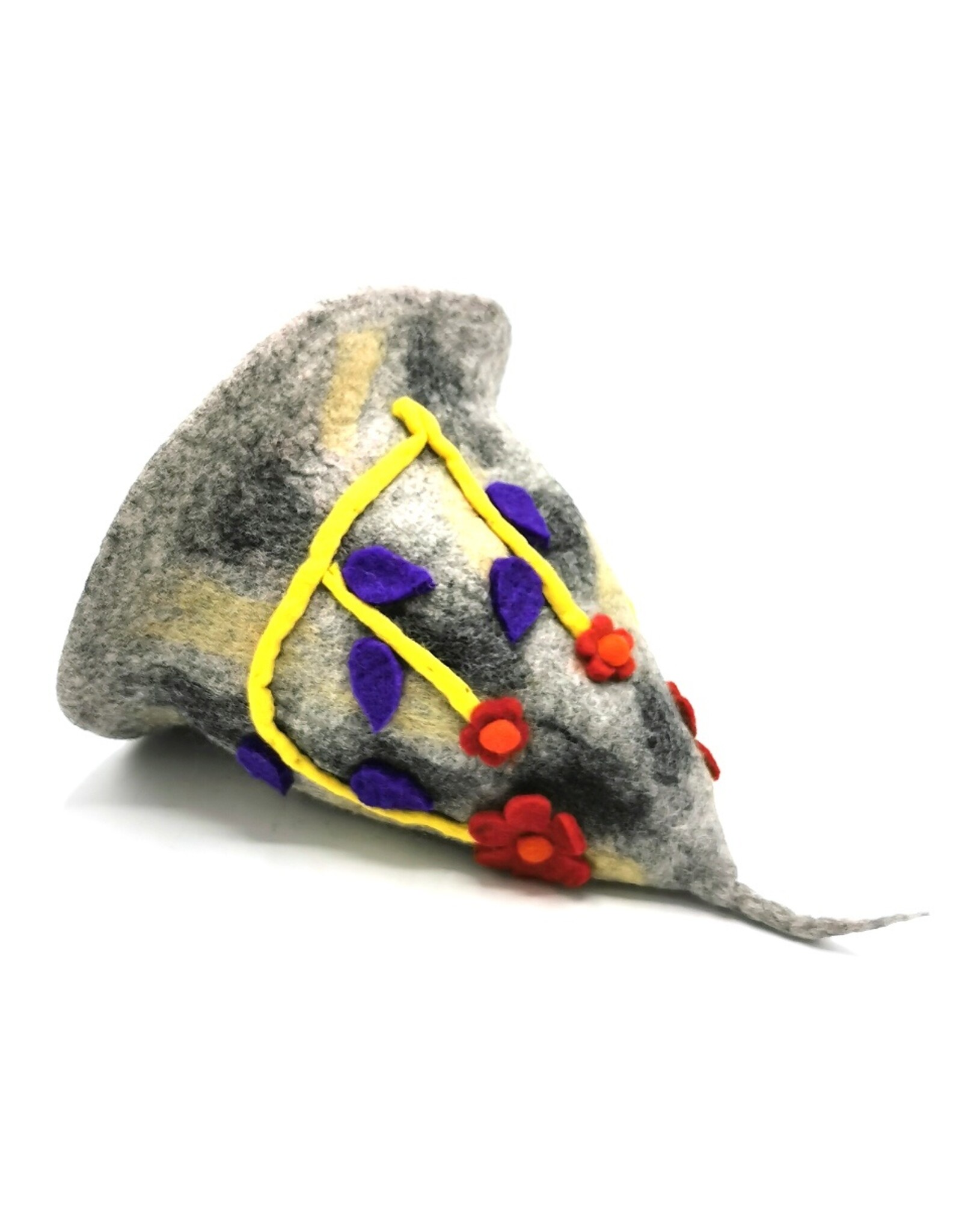 Trukado Miscellaneous - Felt pointed hat Flowers Fantasy Grey-yellow