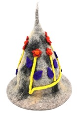 Trukado Miscellaneous - Felt pointed hat Flowers Fantasy Grey-yellow