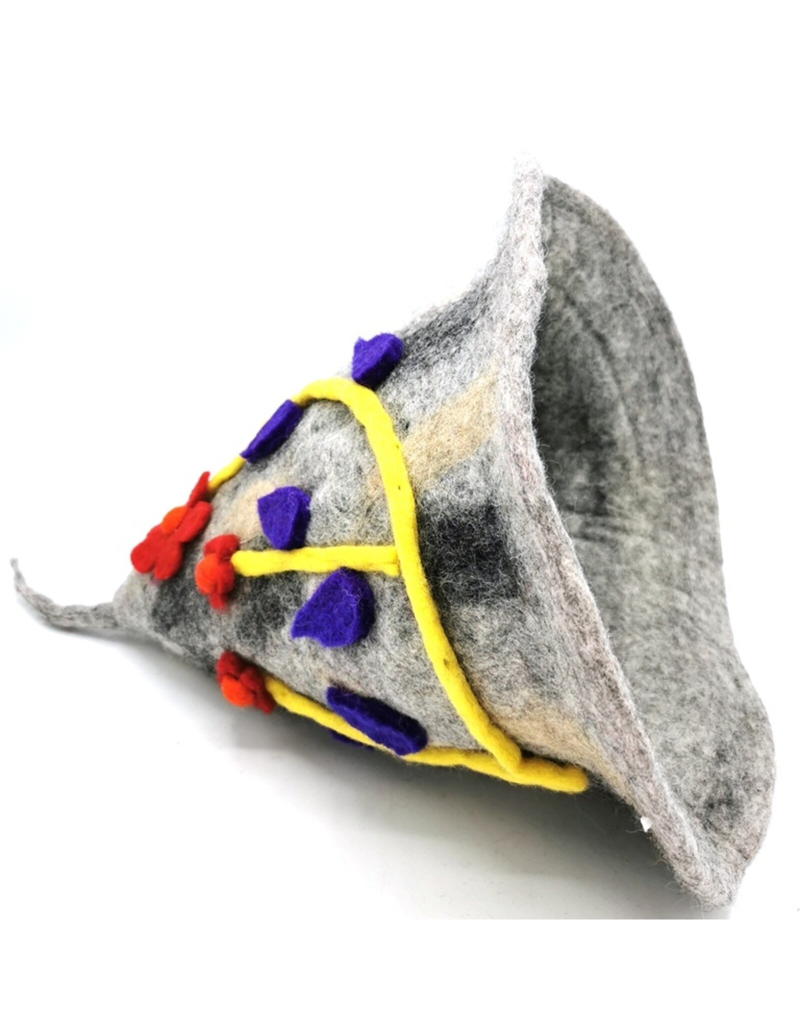 Trukado Miscellaneous - Felt pointed hat Flowers Fantasy Grey-yellow