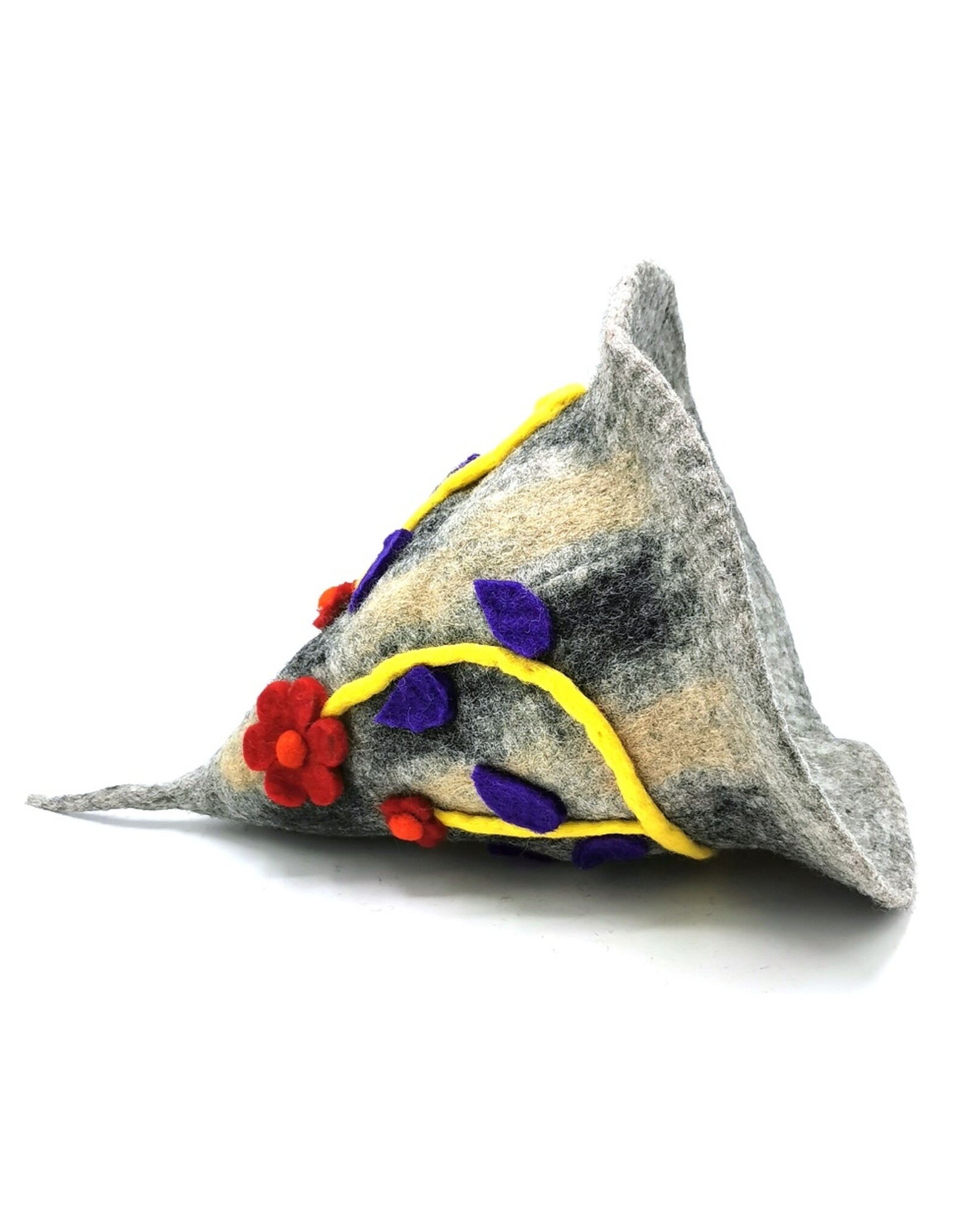 Trukado Miscellaneous - Felt pointed hat Flowers Fantasy Grey-yellow