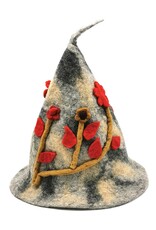 Trukado Miscellaneous - Felt pointed hat Flowers Fantasy Grey-mustard
