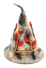 Trukado Miscellaneous - Felt pointed hat Flowers Fantasy Grey-mustard