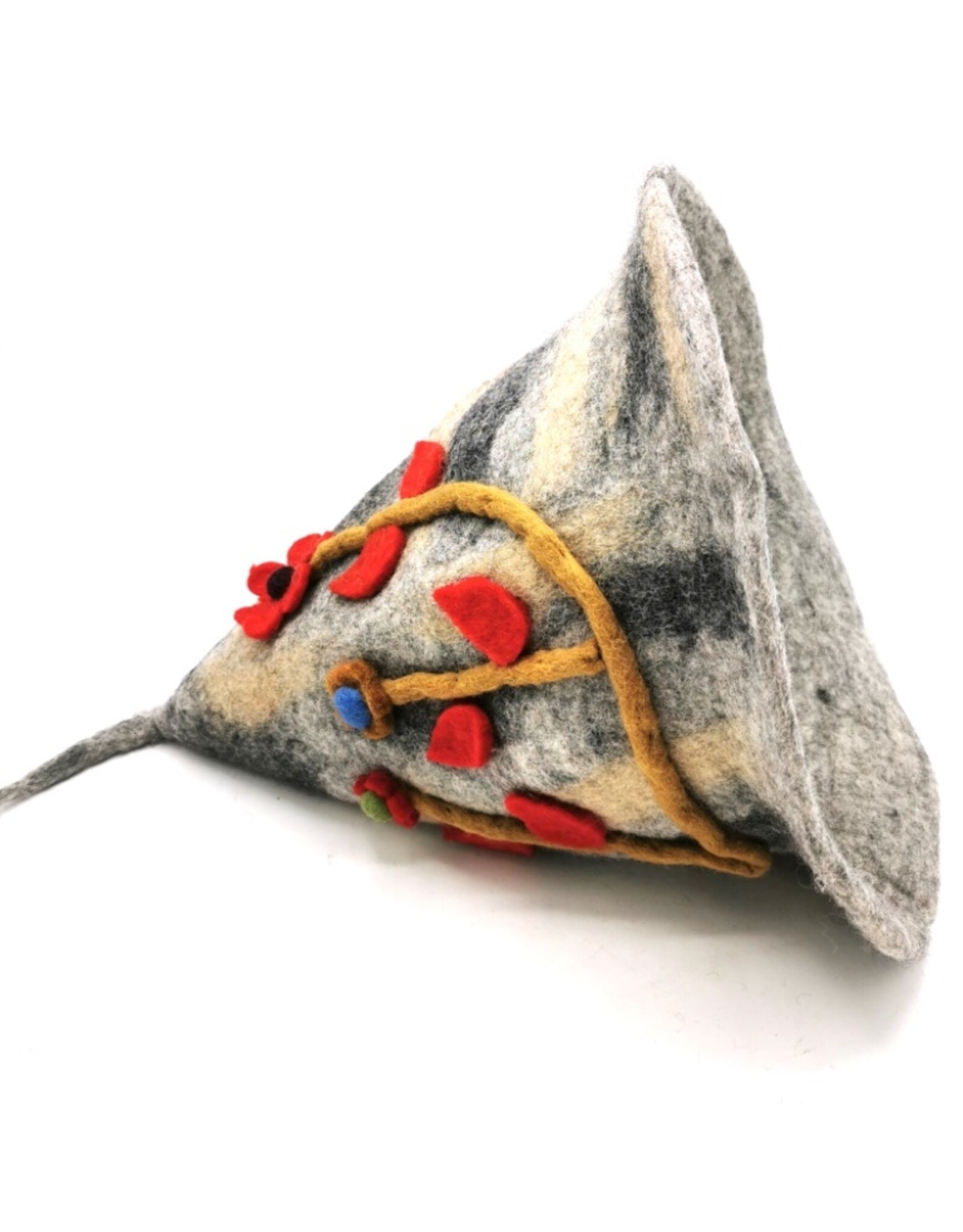 Trukado Miscellaneous - Felt pointed hat Flowers Fantasy Grey-mustard