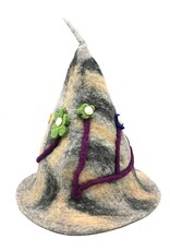 Trukado Miscellaneous - Felt pointed hat Flowers Fantasy Grey-purple