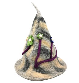 Trukado Felt pointed hat Flowers Fantasy Grey-purple