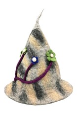 Trukado Miscellaneous - Felt pointed hat Flowers Fantasy Grey-purple