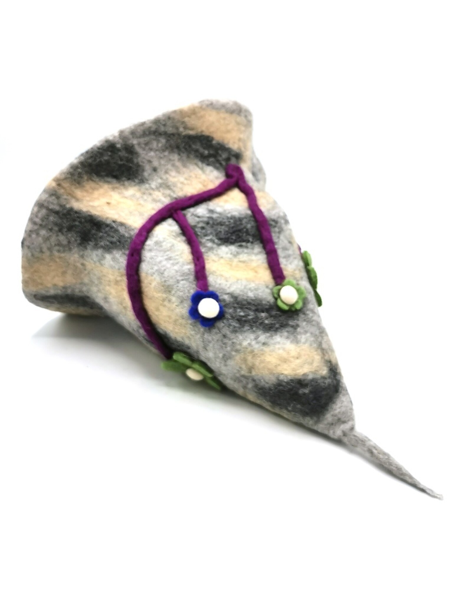 Trukado Miscellaneous - Felt pointed hat Flowers Fantasy Grey-purple