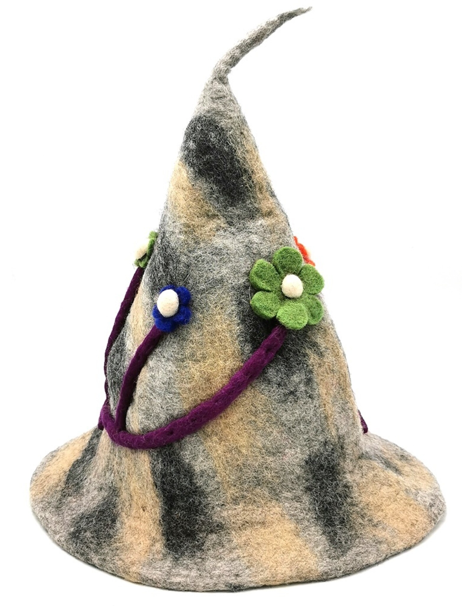 Trukado Miscellaneous - Felt pointed hat Flowers Fantasy Grey-purple