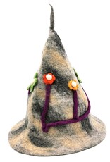 Trukado Miscellaneous - Felt pointed hat Flowers Fantasy Grey-purple
