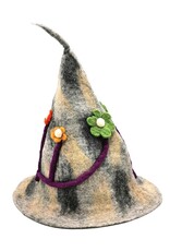 Trukado Miscellaneous - Felt pointed hat Flowers Fantasy Grey-purple