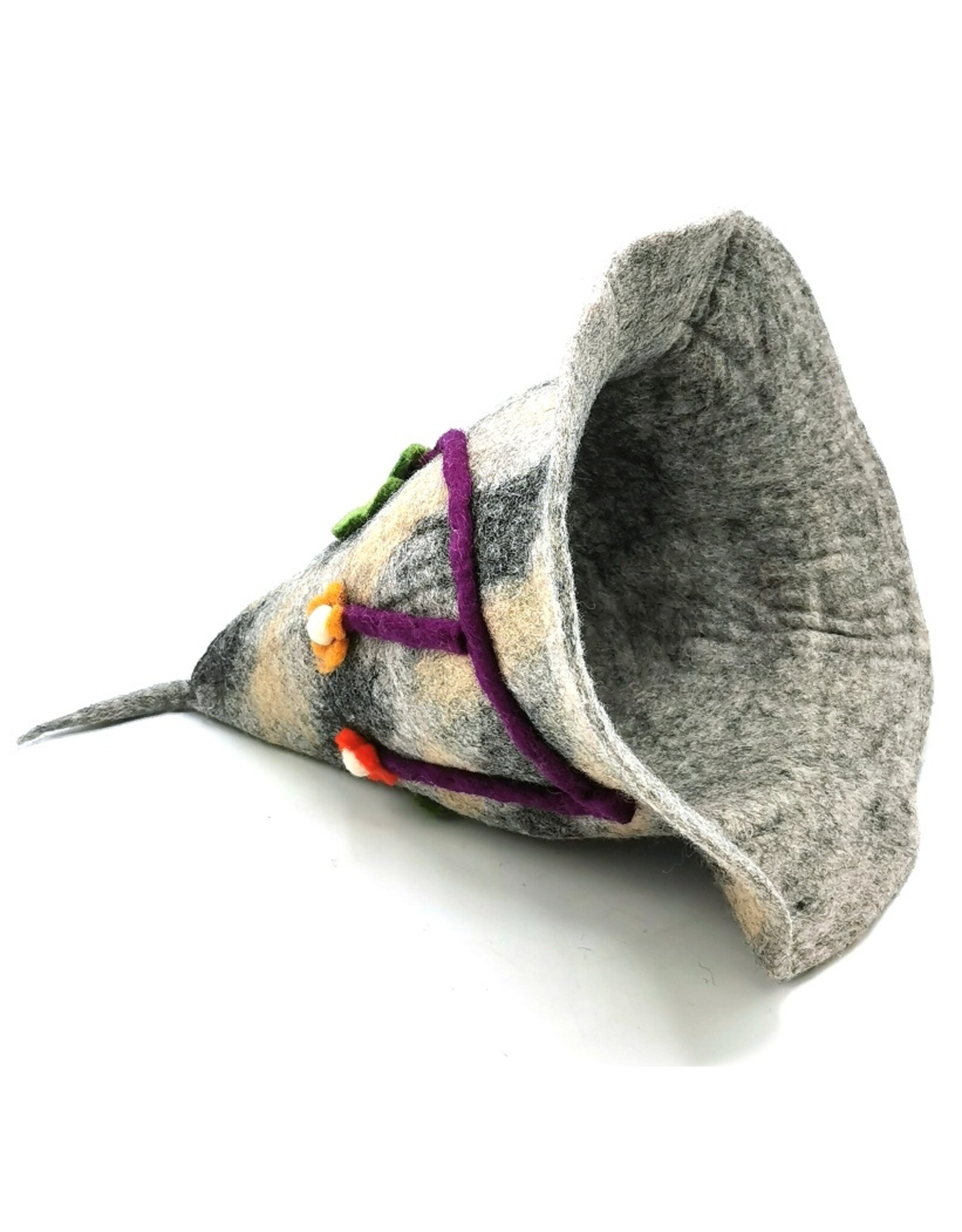 Trukado Miscellaneous - Felt pointed hat Flowers Fantasy Grey-purple