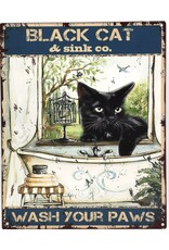 Trukado Miscellaneous - Vintage Metal plaque Black Cat in the Bathtub 25cm x 20cm