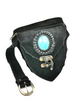 Trukado Leather Festival bags, waist bags and belt bags - Cowhide Waist bag with Turquoise Stone and hook