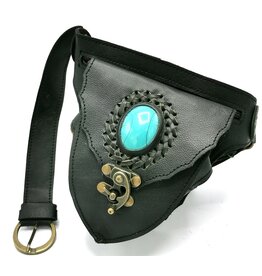 Trukado Leather Waist bag Ibiza with Turquoise Stone and hook