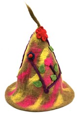 Trukado Miscellaneous - Felt pointed hat Flowers Fantasy Brown-yellow