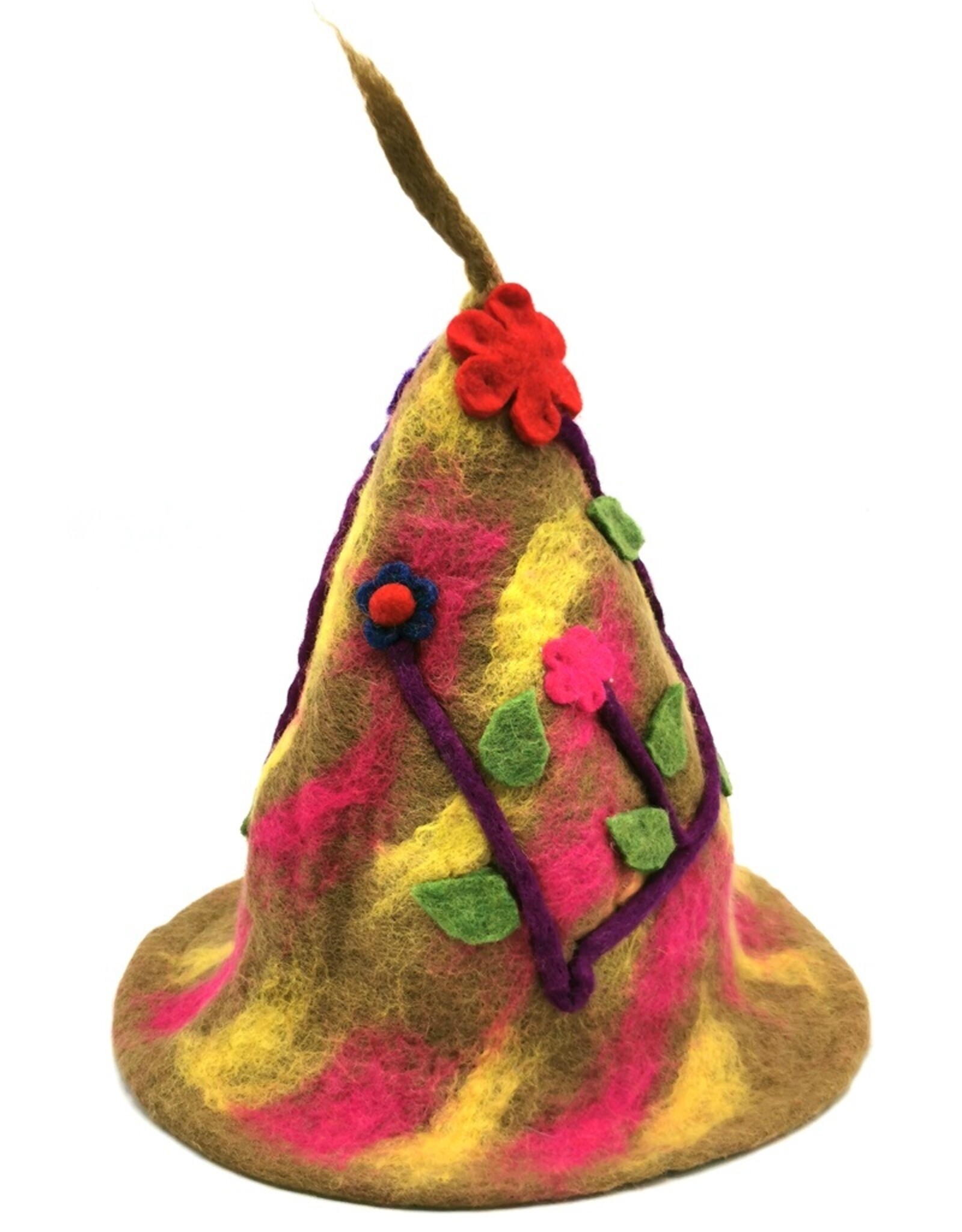 Trukado Miscellaneous - Felt pointed hat Flowers Fantasy Brown-yellow