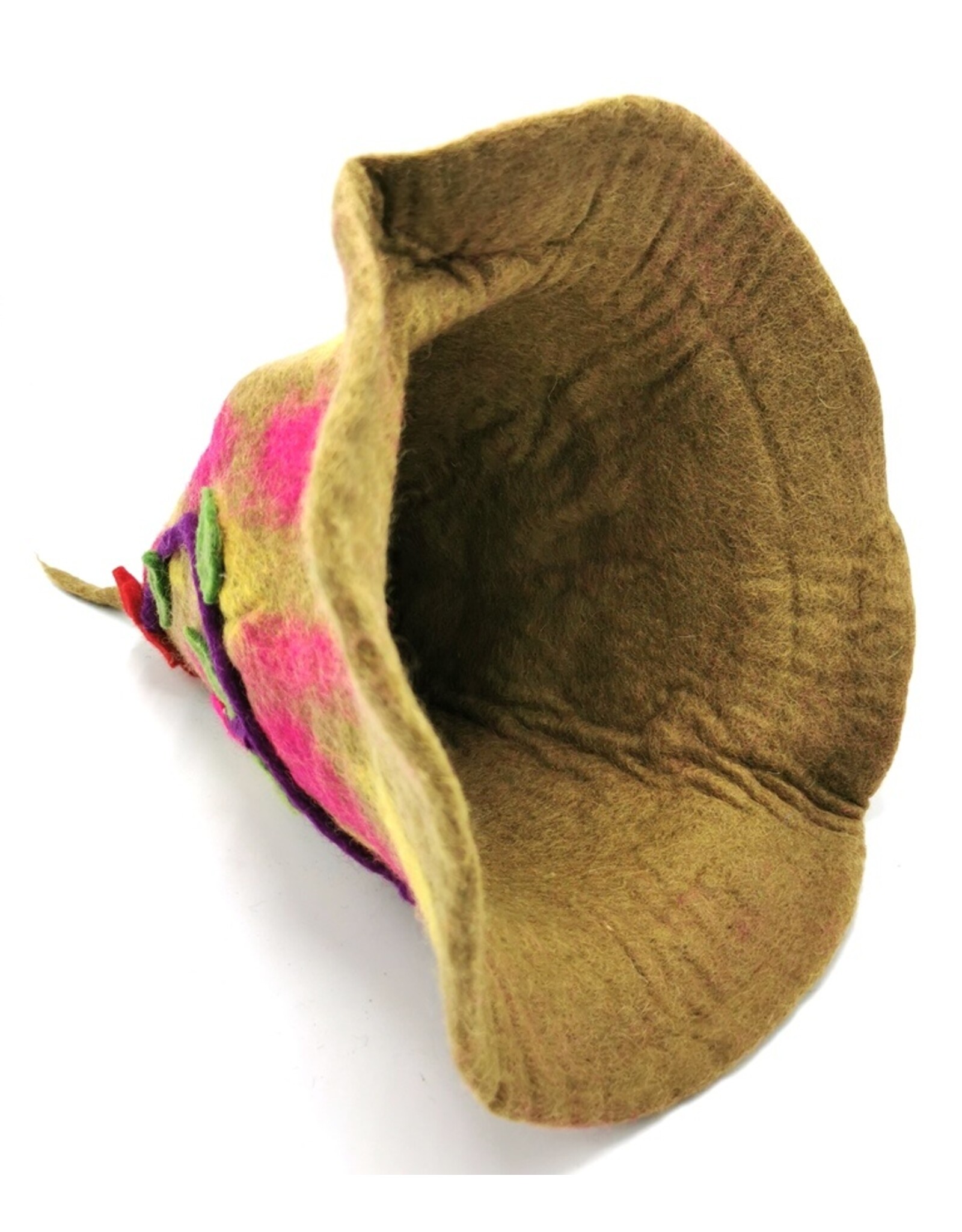 Trukado Miscellaneous - Felt pointed hat Flowers Fantasy Brown-yellow