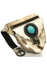 Trukado Leather Festival bags, waist bags and belt bags -   Cowhide Waist Bag with Hook and Turquoise Stone Ibiza