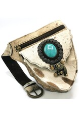 Trukado Leather Festival bags, waist bags and belt bags -   Cowhide Waist Bag with Hook and Turquoise Stone Ibiza