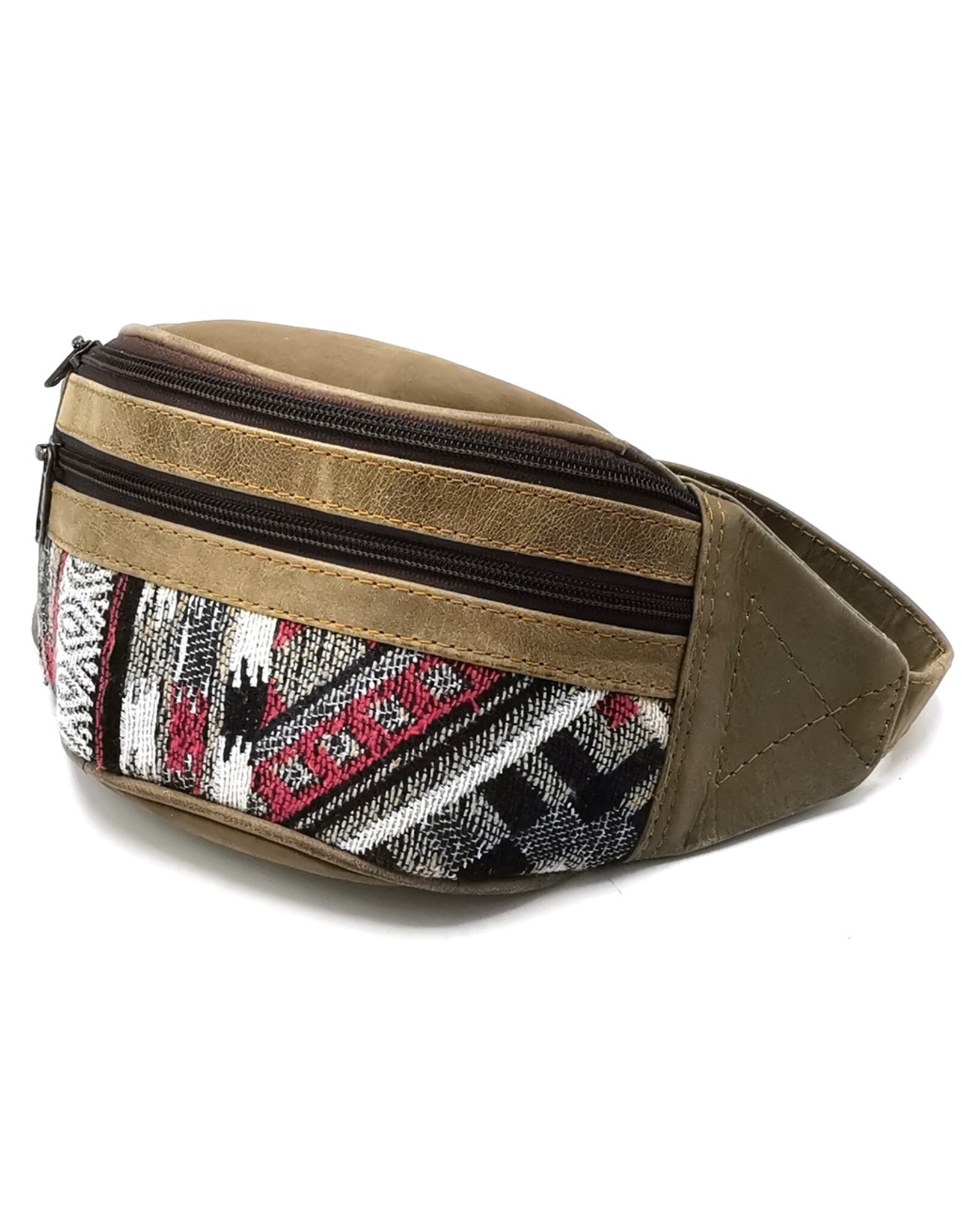 Trukado Leren Festivaltasjes, heuptassen en riemtassen - Leren heuptas met gobelin grijs