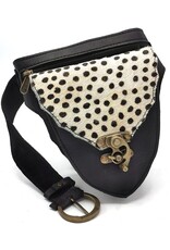 Trukado Leather Festival bags, waist bags and belt bags - Cowhide waist bag with Animal Print and Hook Ibiza black