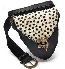 Trukado Cowhide waist bag with Animal Print and Hook Ibiza black