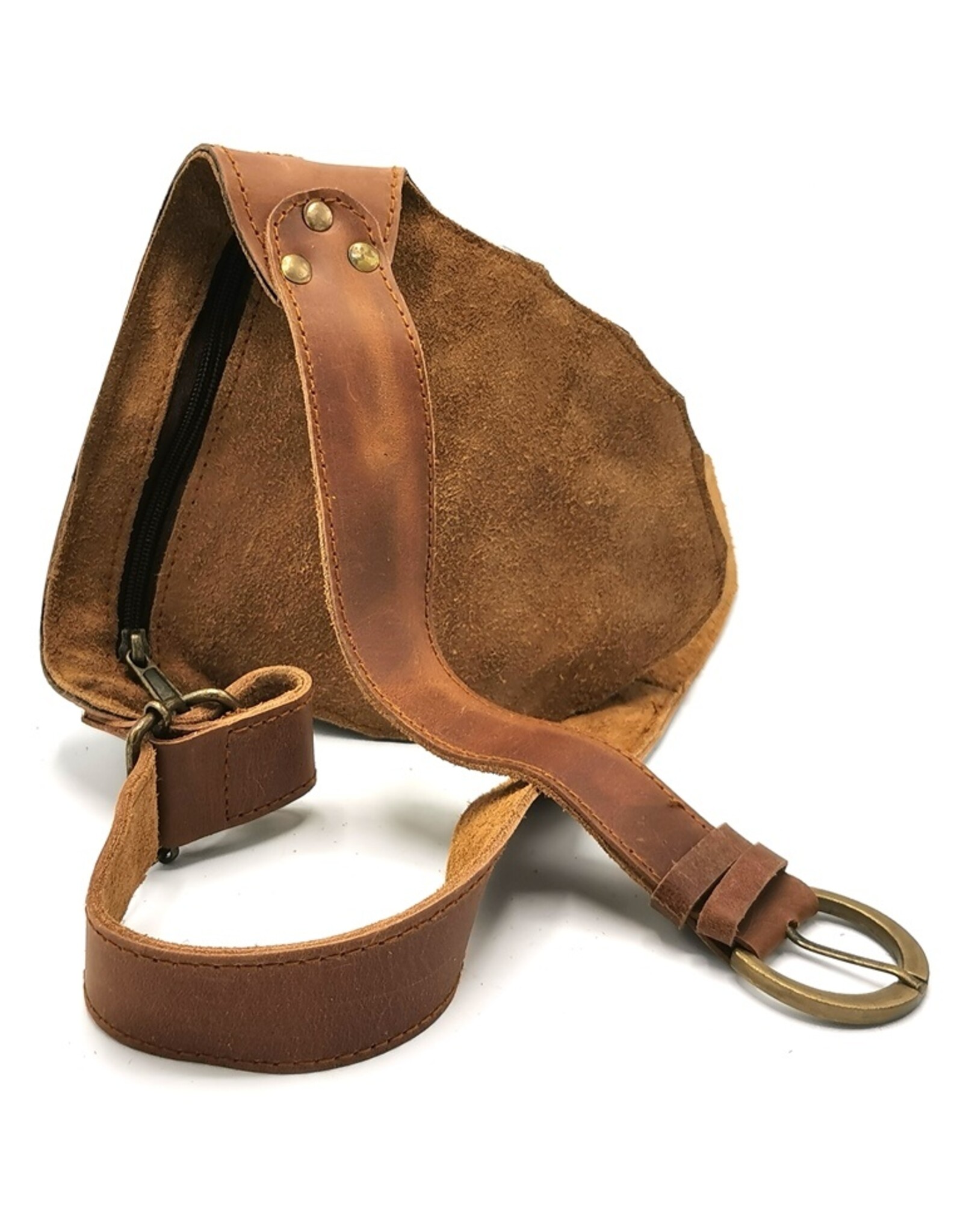 Trukado Leather Festival bags, waist bags and belt bags - Cowhide waist bag with Animal print and hook cognac