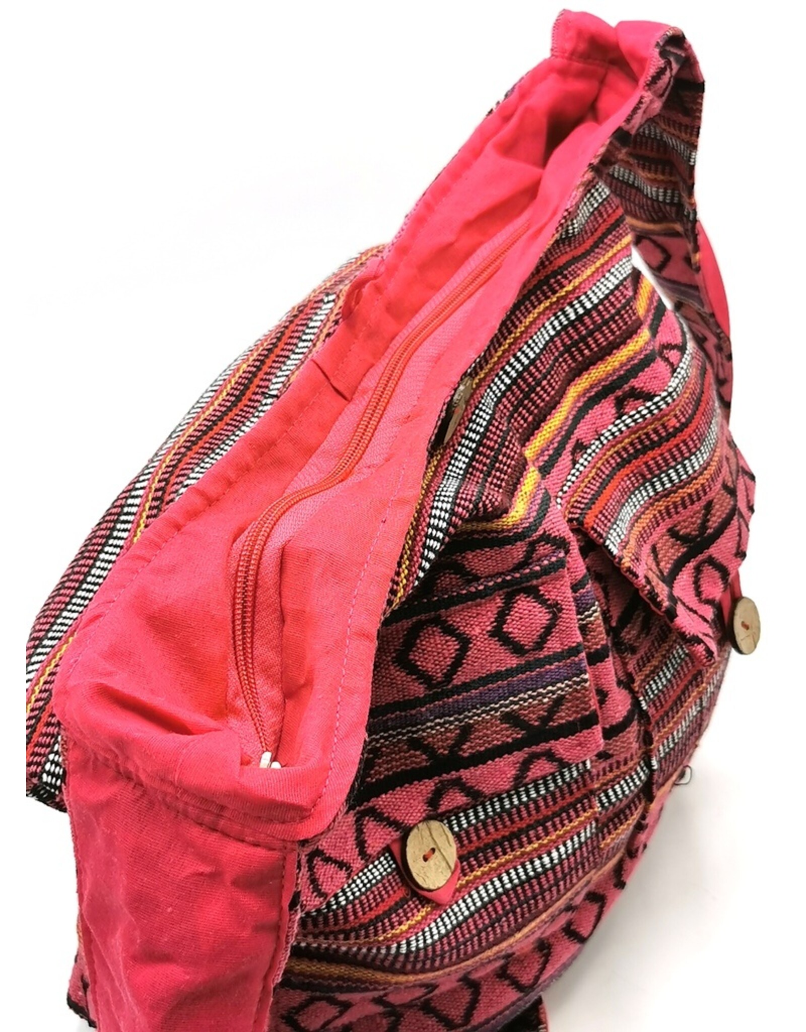Trukado Fashion bags - Hobo bag Woven Fabric with Ethnic Pattern Fuchsia