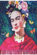 Trukado Miscellaneous - Frida Kahlo with Red Shawl, Butterflies and Flowers Wrap