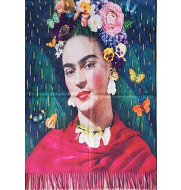 ONK Frida Kahlo met Rode Sjaal, Vlinders en Bloemen Omslagdoek