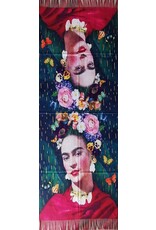 Trukado Miscellaneous - Frida Kahlo with Red Shawl, Butterflies and Flowers Wrap