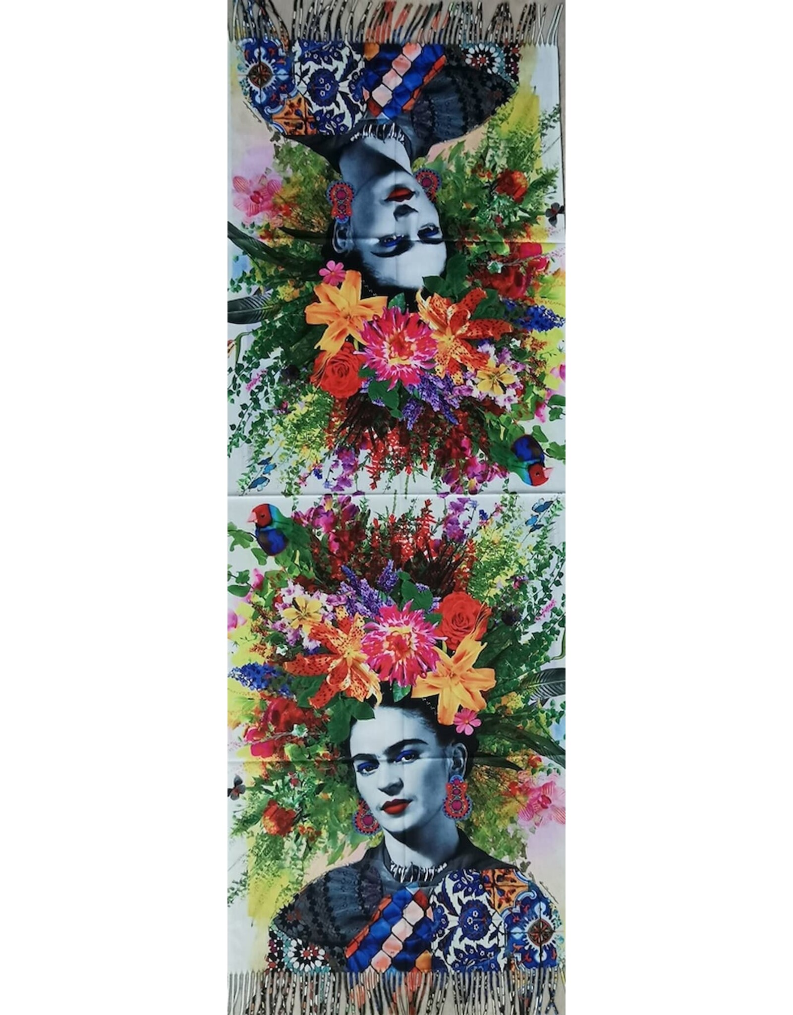 Trukado Miscellaneous - Frida Kahlo with Blue Eyeshadow Shawl