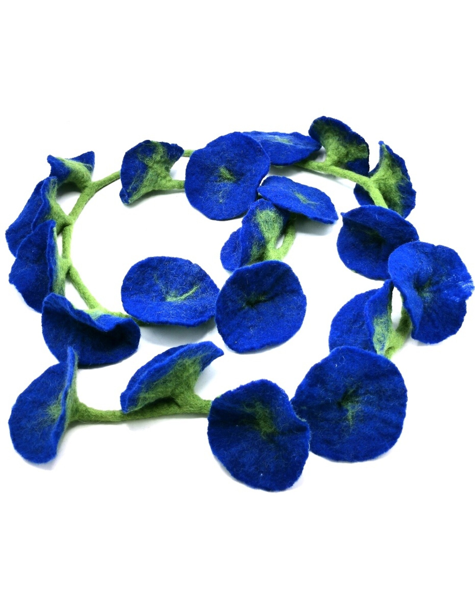ONK Miscellaneous - Vilten Bloemen Slinger Blauw handgemaakt 180cm
