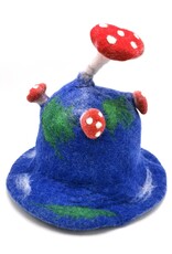 Trukado Miscellaneous - Vilten hoed "Paddenstoel Vliegenzwam" blauw-groen