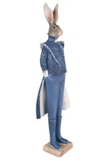 C&E Giftware & Lifestyle - Haas in Blauwe Victoriaanse kleding beeldje 44cm