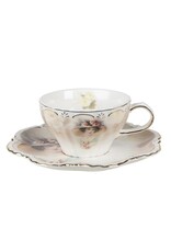 Trukado Giftware & Lifestyle - Vintage Cup and saucer Lady with Hat 200 ml porcelain