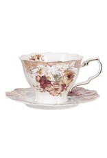 C&E Giftware & Lifestyle - Cup and saucer 200ml High Thea Porcelain Flowers