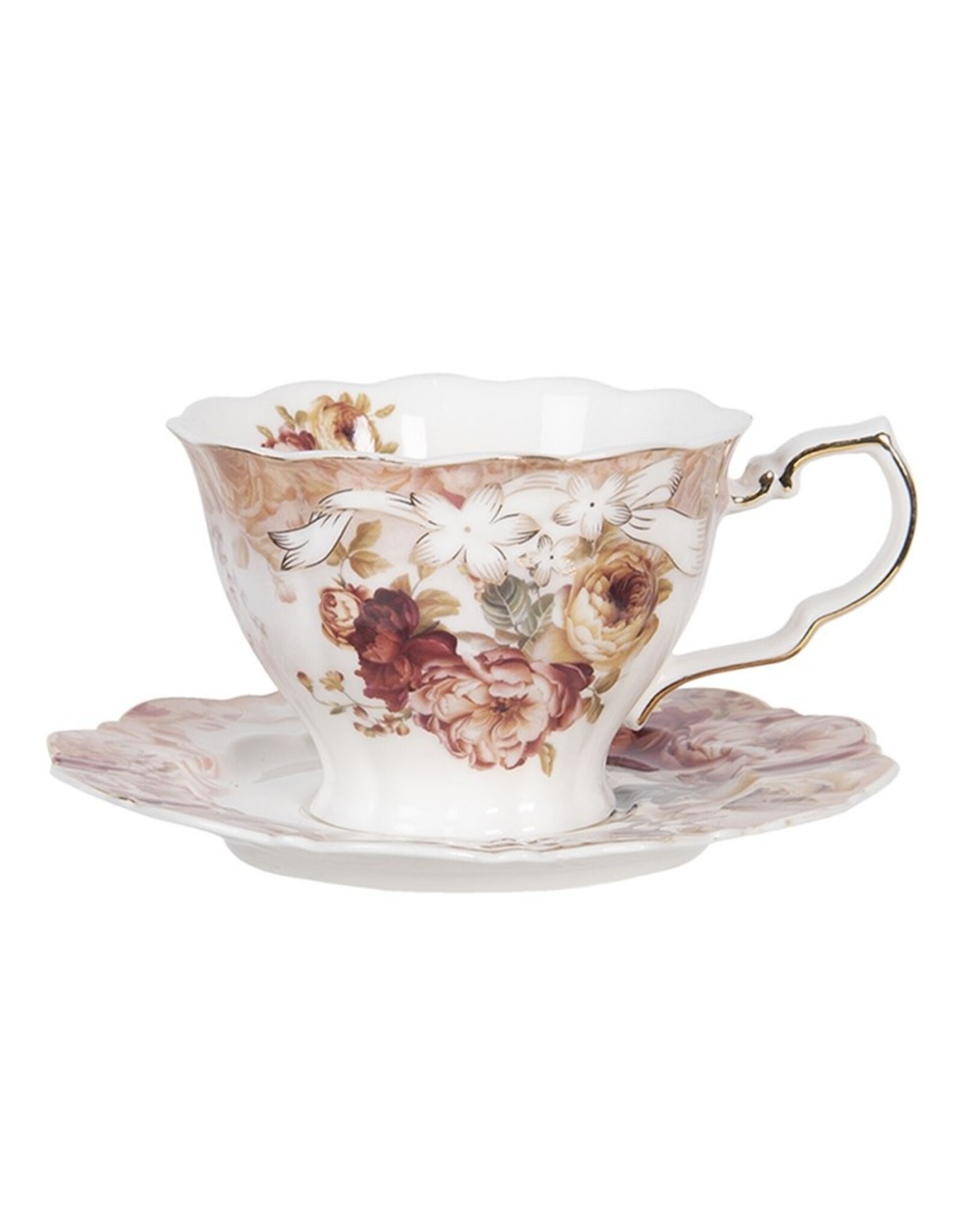 C&E Giftware & Lifestyle - Cup and saucer 200ml High Thea Porcelain Flowers