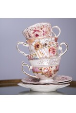 C&E Giftware & Lifestyle - Cup and saucer 200ml High Thea Porcelain Flowers