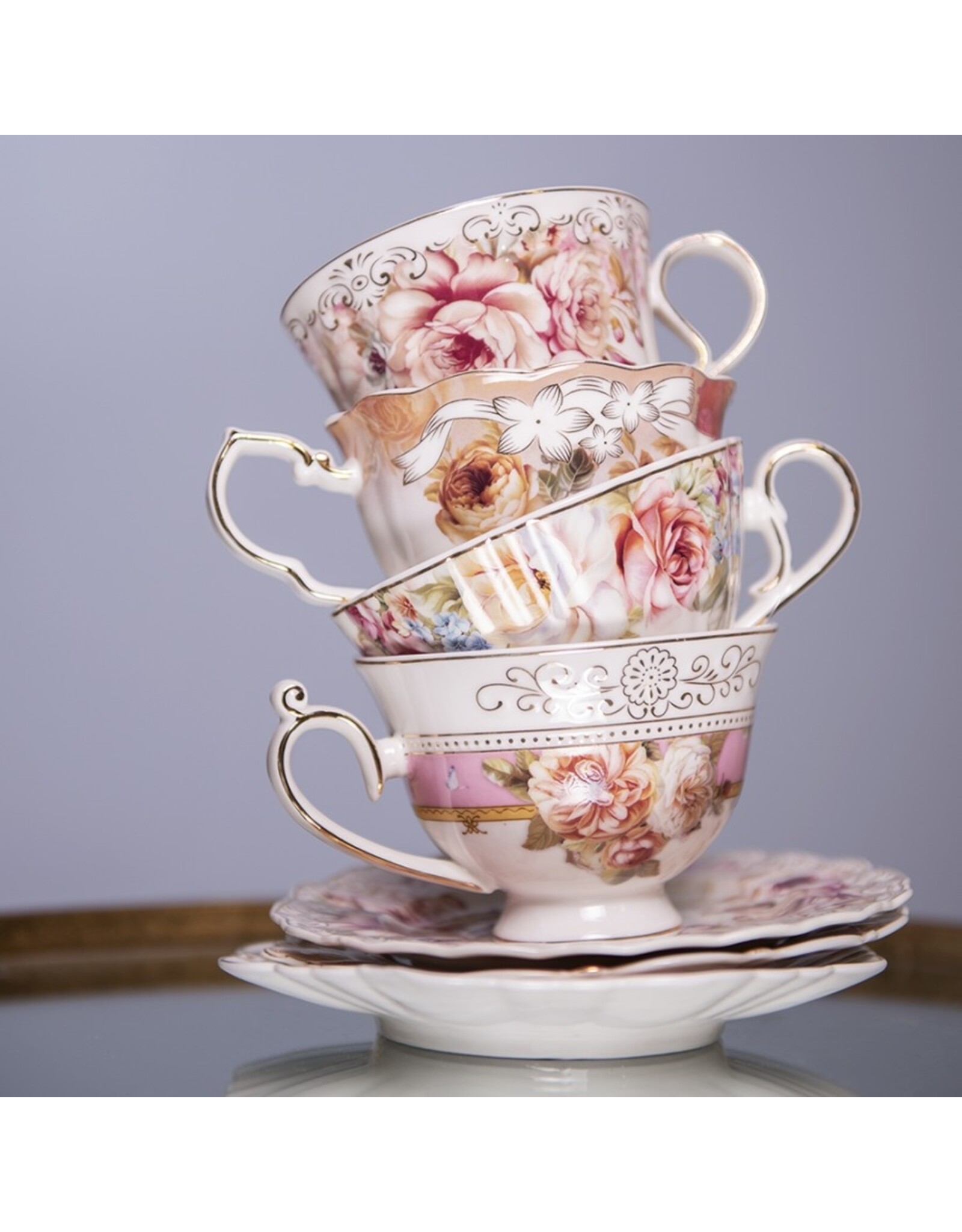 C&E Giftware & Lifestyle - Cup and saucer 200ml High Thea Porcelain Flowers