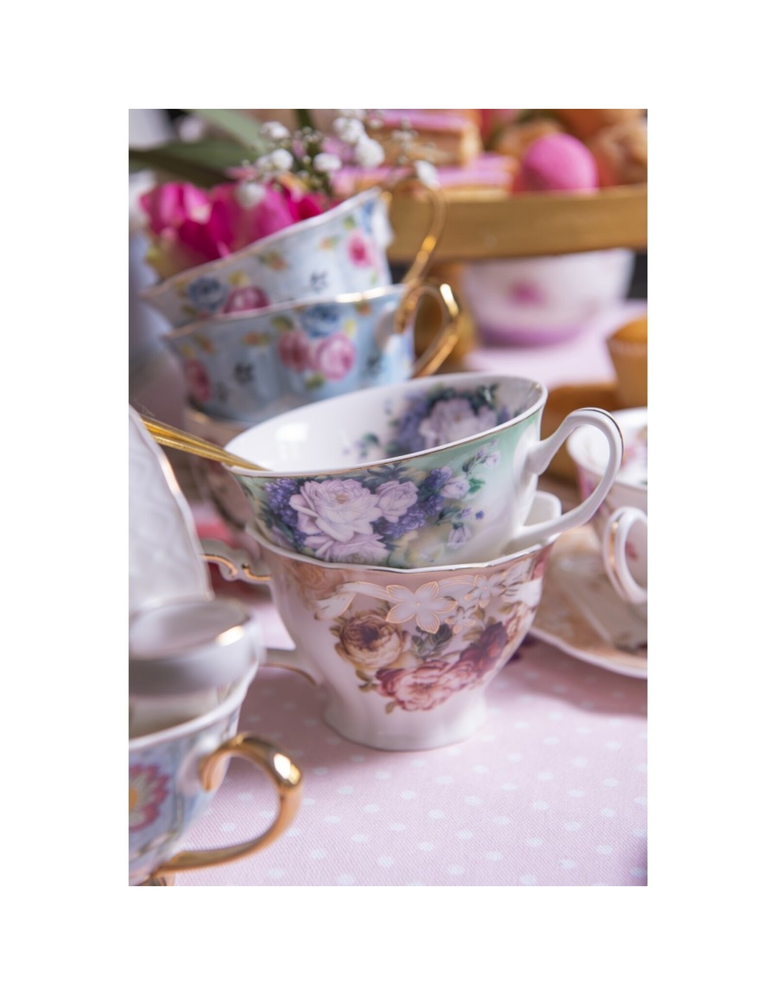 C&E Giftware & Lifestyle - Cup and saucer 200ml High Thea Porcelain Flowers