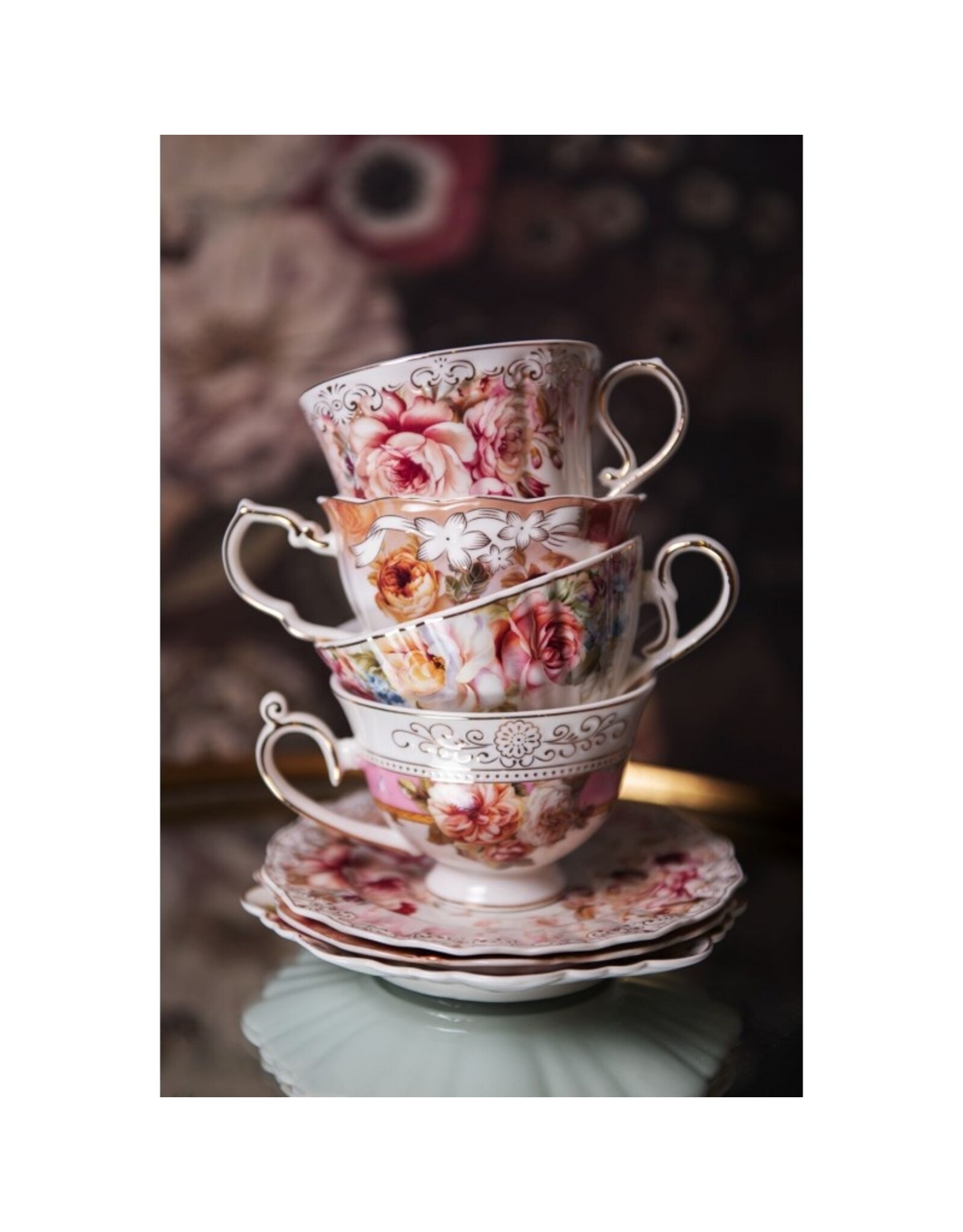 C&E Giftware & Lifestyle - Cup and saucer 200ml High Thea Porcelain Flowers