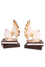 Dutch Style Miscellaneous - Pigeons Bookends Set of 2, white-cream