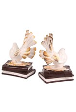 Dutch Style Miscellaneous - Pigeons Bookends Set of 2, white-cream