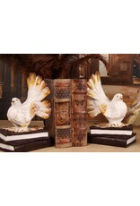 Dutch Style Miscellaneous - Pigeons Bookends Set of 2, white-cream