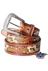 Stars&Stripes Leather belts and buckles - Western belt made of embossed leather, exchangeable buckle