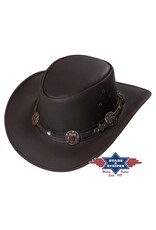 Stars&Stripes Leather belts and buckles - Western hat Huck dark brown cowhide leather