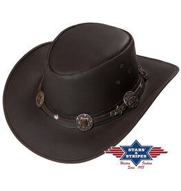 Stars&Stripes Western hat Huck dark brown cowhide leather